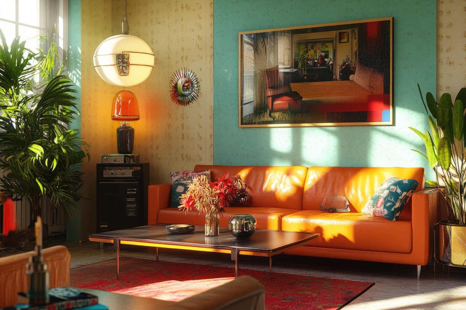 salon w stylu PRL sofa